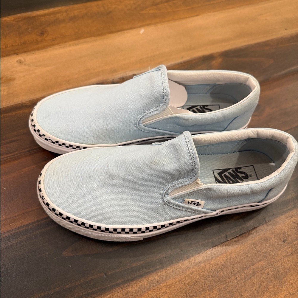 Vans Check Foxing Sky Blue Classic Slip On Shoes Size 9